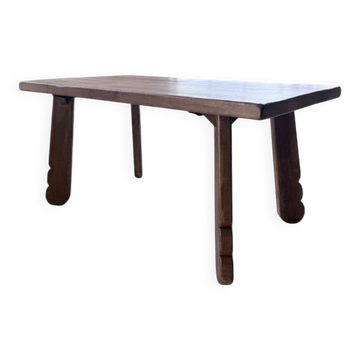 Table brutaliste en chêne par De Puydt, Belgique 1970