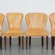 Set of 4 comfortable honey-colored goat leather dining chairs