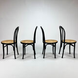 Set of 4 Bentwood and Cane Cafe Dining Chairs, 1990s