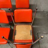Lot 5 Vintage Skaï Red and Chrome Chairs