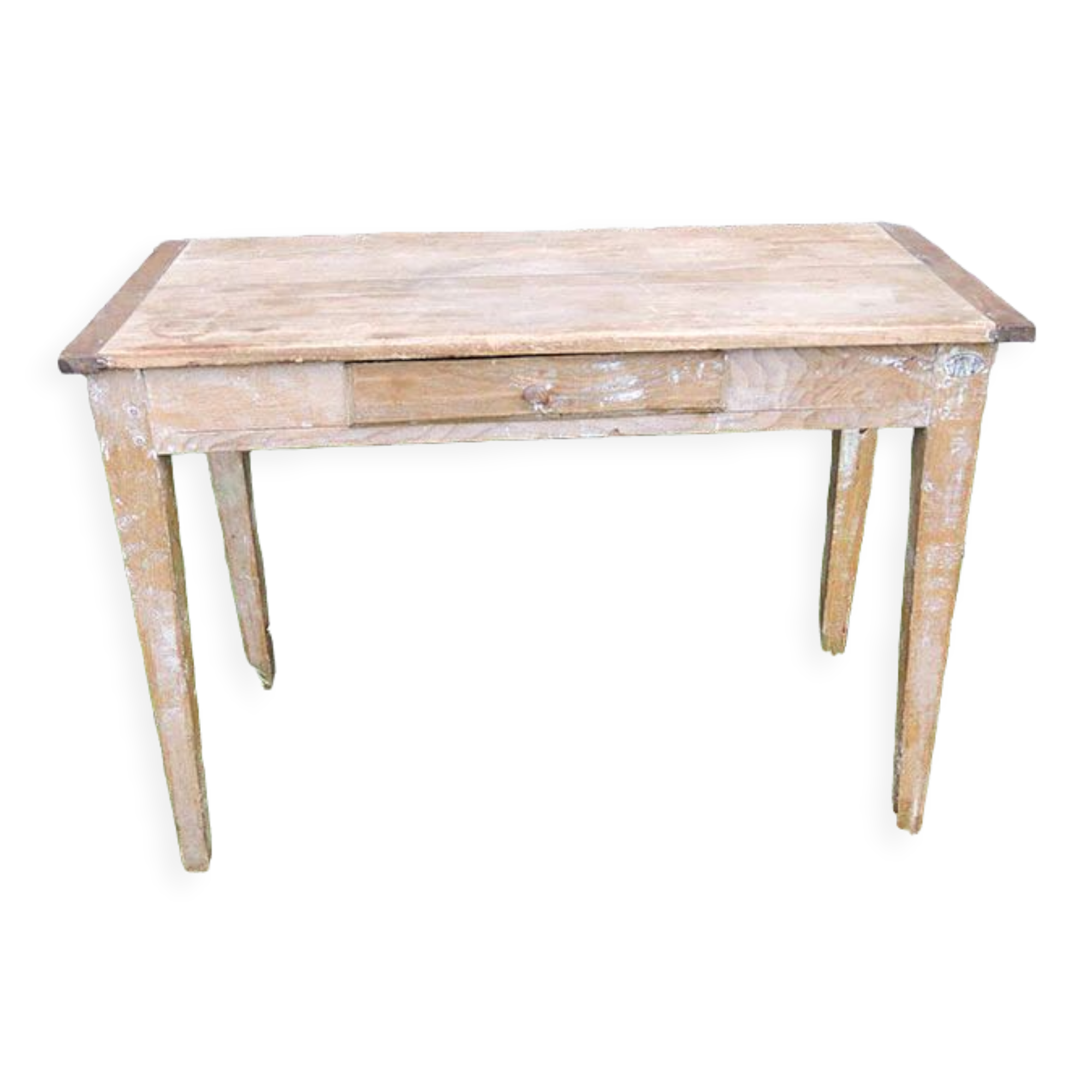 Old wooden farmhouse table with drawer