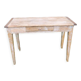 Ancienne table de ferme en bois avec tiroir