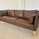 MID CENTURY VINTAGE DANISH MOGENS HANSEN 3 PERSON SOFA IN COCO BROWN LEATHE