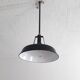 Industrial hanging lamp in black and white enamelled sheet 1950
