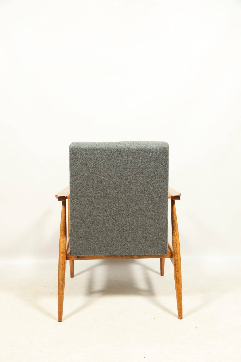 Vintage armchair renovated im wool upholstery graphite colour