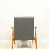 Vintage armchair renovated im wool upholstery graphite colour
