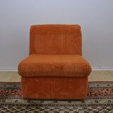 Orange corduroy Modular sofa from the 70's, 4 pieces