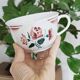 Trio of large antique chocolate cups (Fénal Badonviller – “Red Rose” decoration)