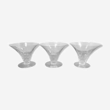 3 crystal cups Lalique France Bourgueil