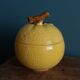 Sugar bowl candy dish box lemon in slipware