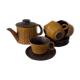 Ceramano tea service "Epsilon" from the 1960s with a raised geometric pattern.