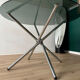 Table à manger plateau verre pieds chrome année 70