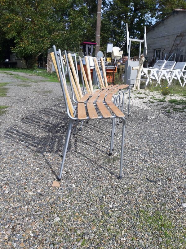Lot de 4 chaises de bistrot fer et bois