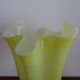 Vintage 1960s murano glass handkerchief vase, yellow and white speckled