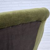 1960s, Danish 2-seater sofa, green furniture velour, beech wood.