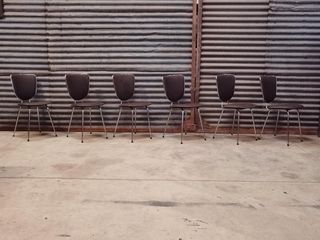 Set of 6 chairs in chrome and vinyl brand "le gal" 70