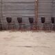 Set of 6 chairs in chrome and vinyl brand "le gal" 70