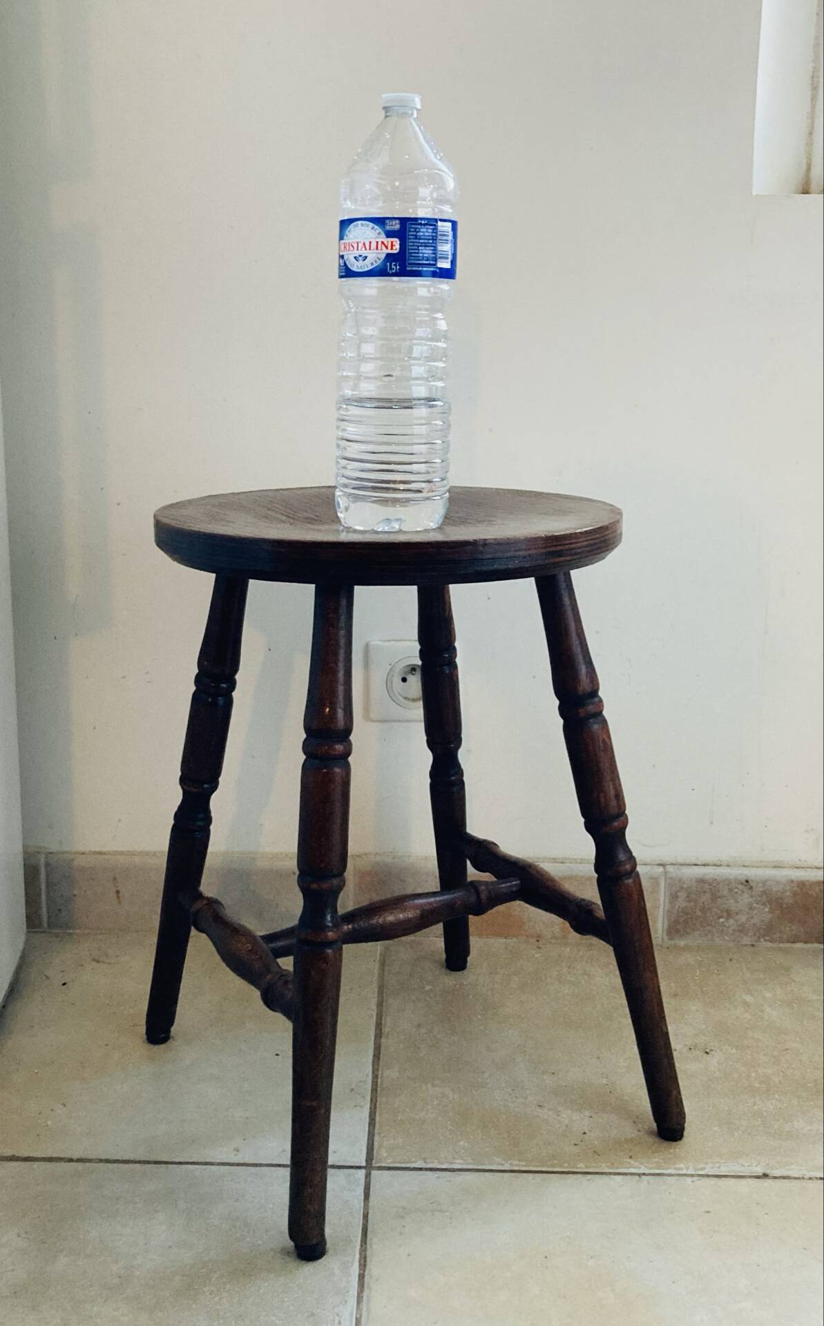 Tabouret quadripode rustique en bois des années 1970/80