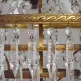 1900s Brass and Crystal Cascade Chandelier
