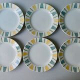 6 plates in Earthenware Digoin Sarreguemines, model Brigitte