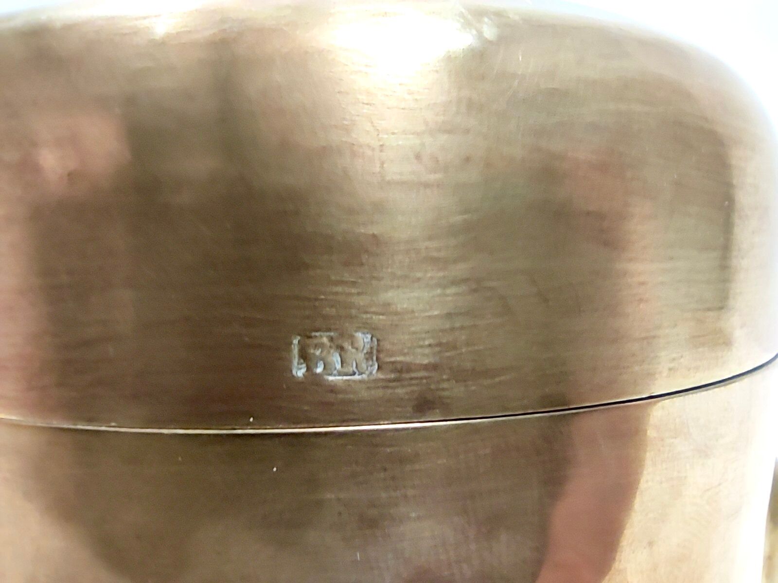 Vintage cylinder embossed brass storage box, italy