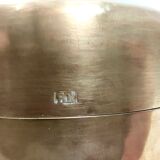 Vintage cylinder embossed brass storage box, italy