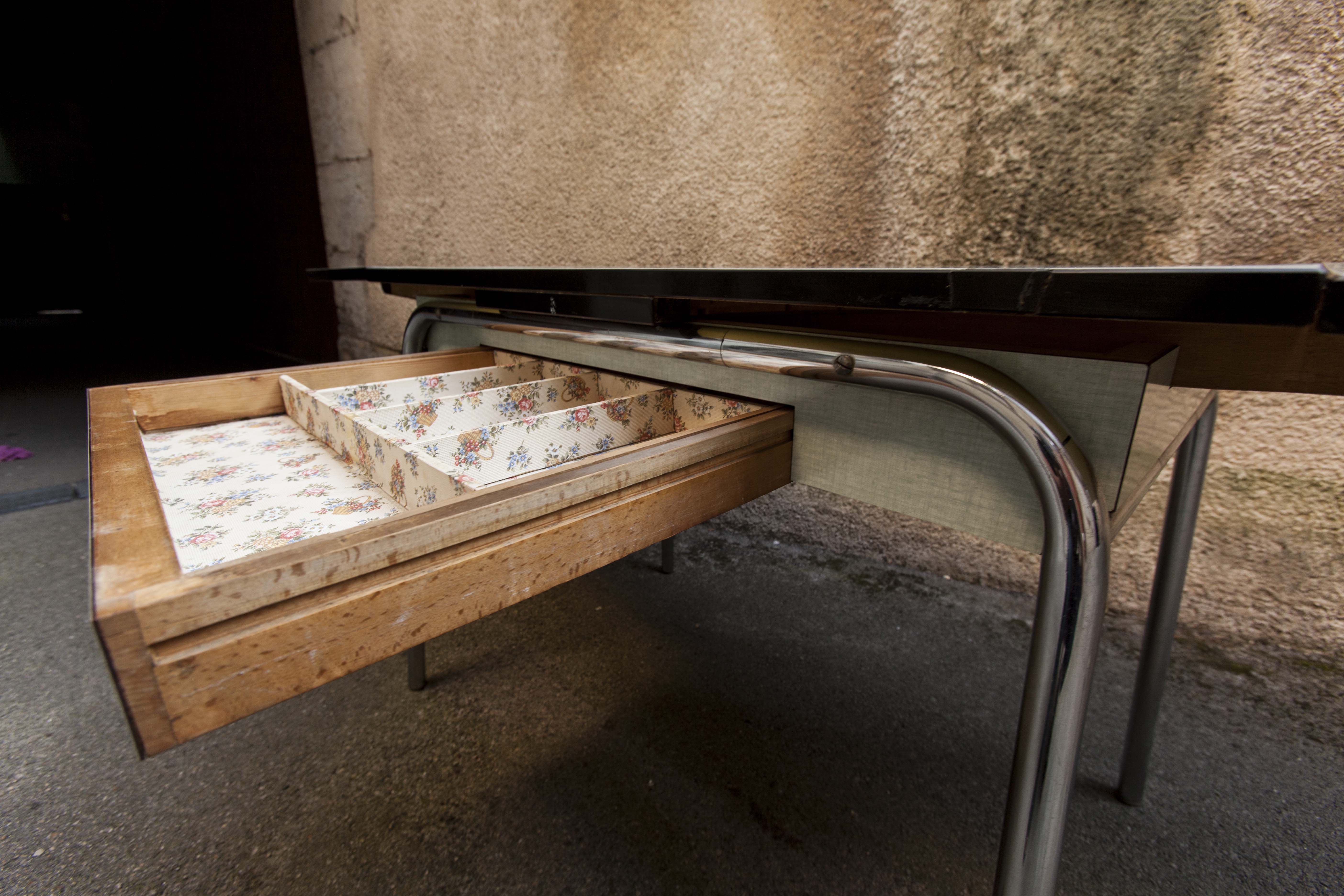 Green formica table, 1970