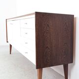 Vintage wooden sideboard with white fronts, 1960s