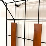 Metal and wood wall coat rack, 1950s-60s.
