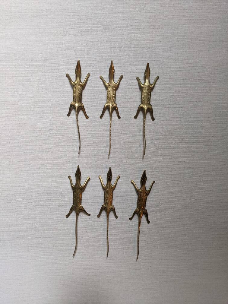 African art bronze crocodile knife holder, handcrafted