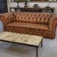 Chesterfield sofa in tan leather