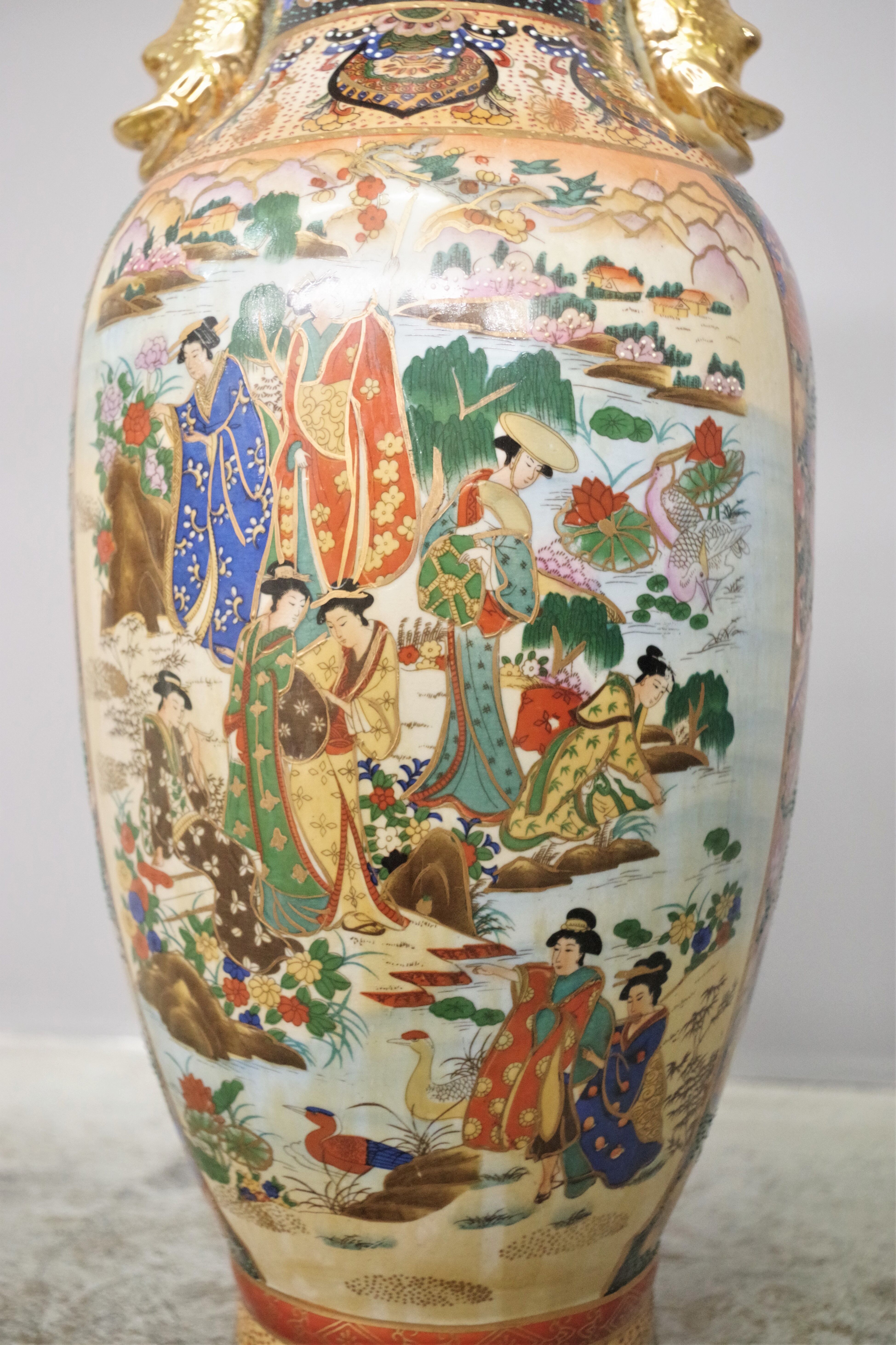Hand-decorated Chinese Royal Ceramic Satsuma vase, 1960