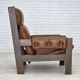 1970s, Scandinavian armchair, furniture leather, canvas, oak wood.