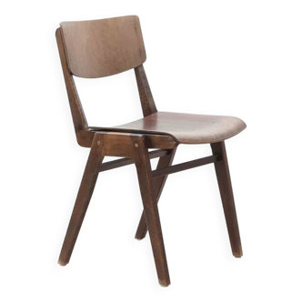 Stackable bistro chair in ebony-colored wood, Germany 1960s