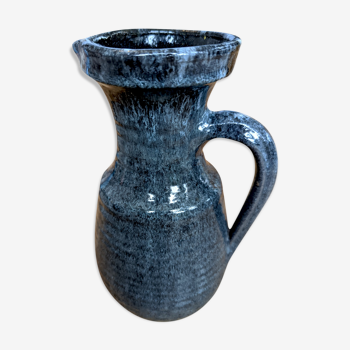 Navy blue ceramic pitcher