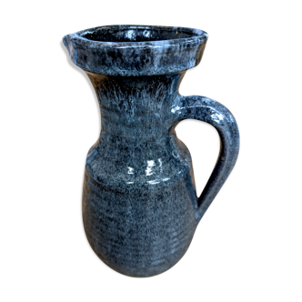 Navy blue ceramic pitcher