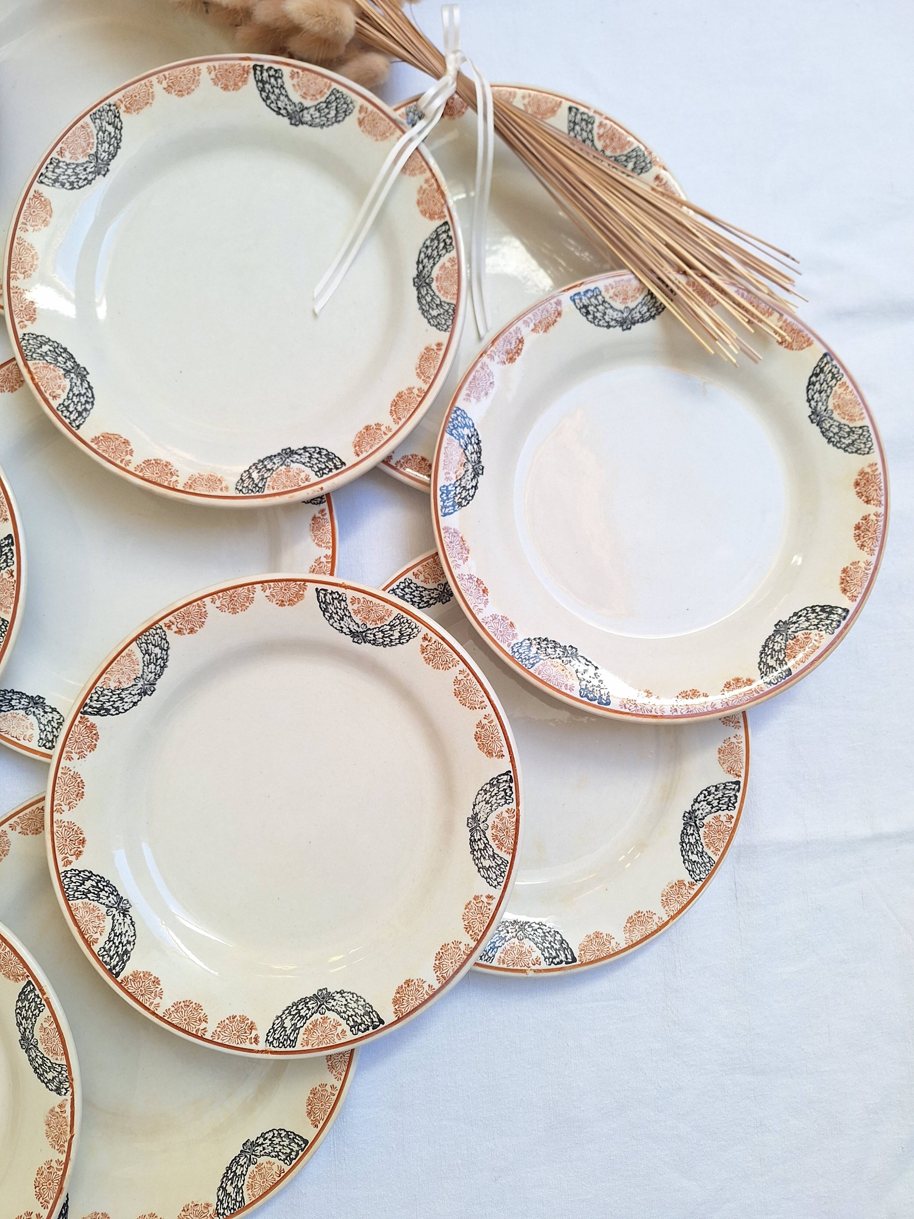 HBCM Pauline pattern dinner plates in orange and black