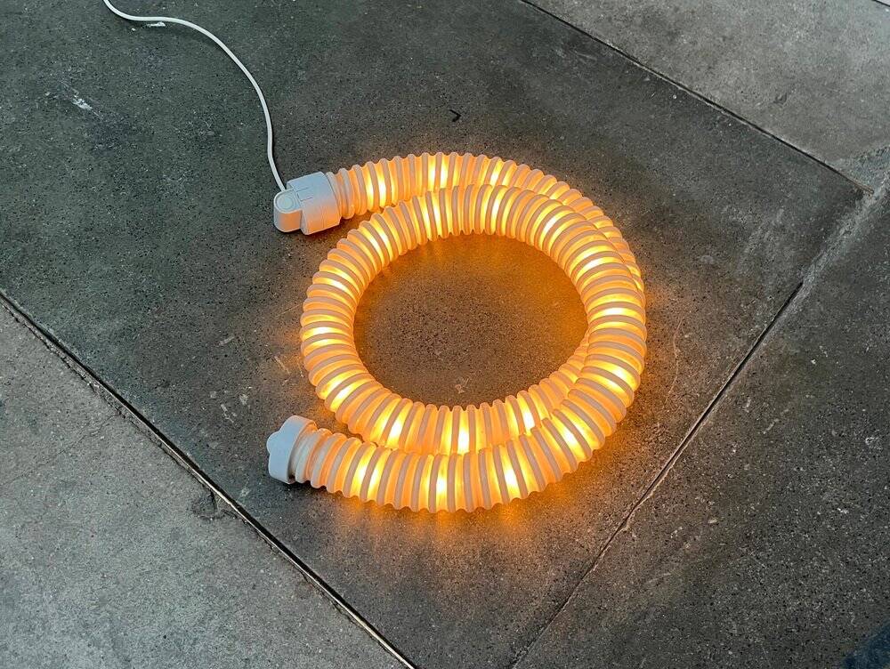 Snake floor lamp Boalum postmodern space age model by Livio Castiglioni and Gianfranco Frattini for Artemide, 1970s.