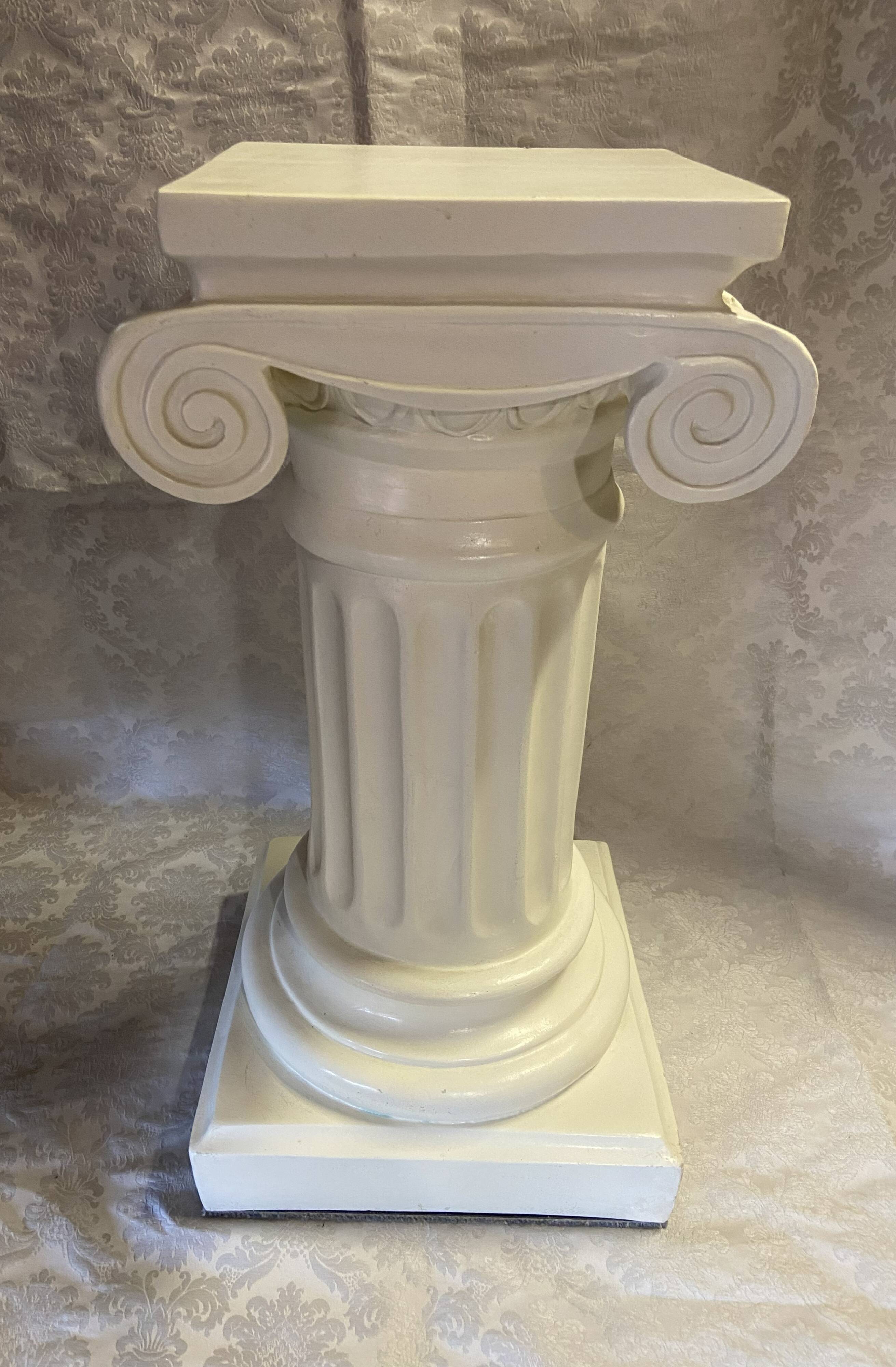 Elegant Pedestal Column in Hardened Plaster with Ionic Volute Capital