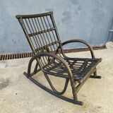 Rocking-chair en rotin noir