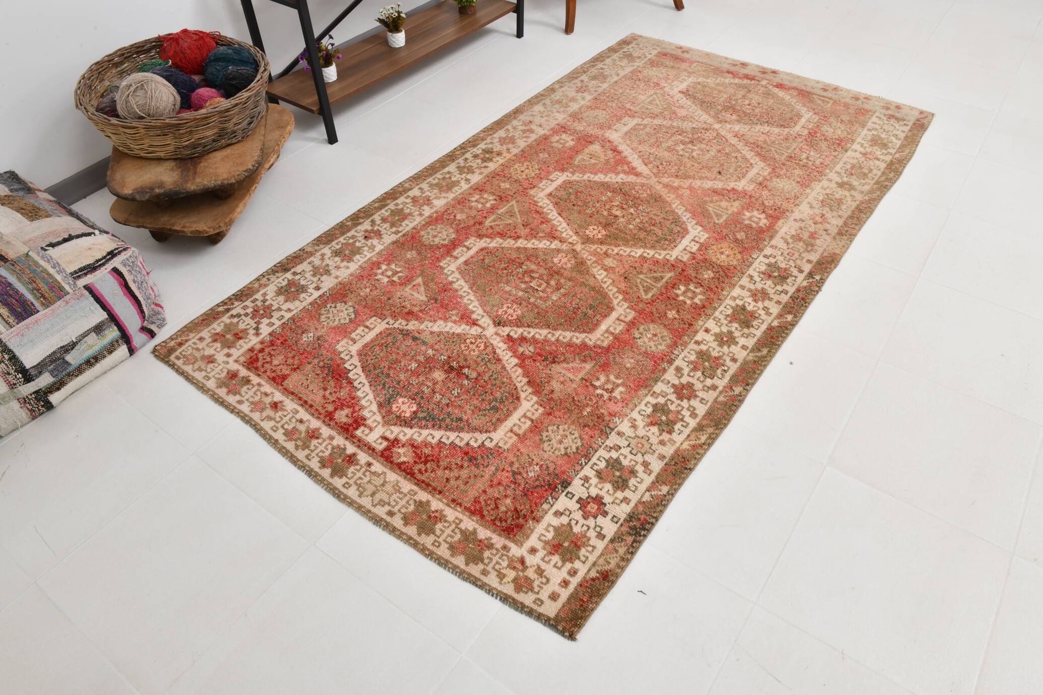 4x8 Red & Beige Oriental Persian Rug 135x255Cm SK 22292