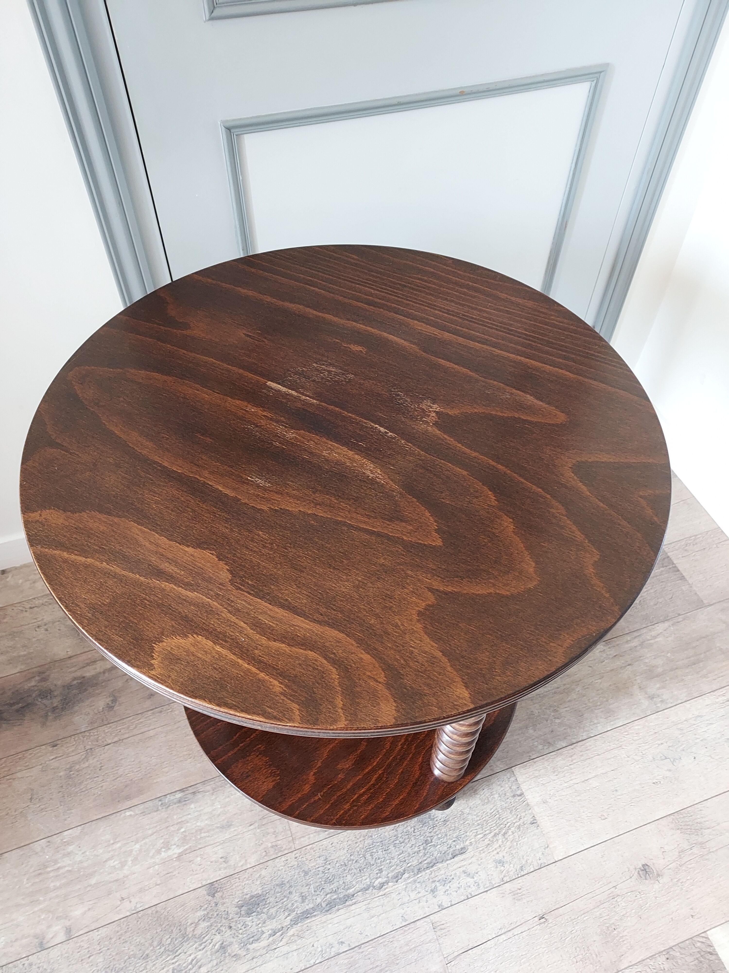 Turned wooden side table