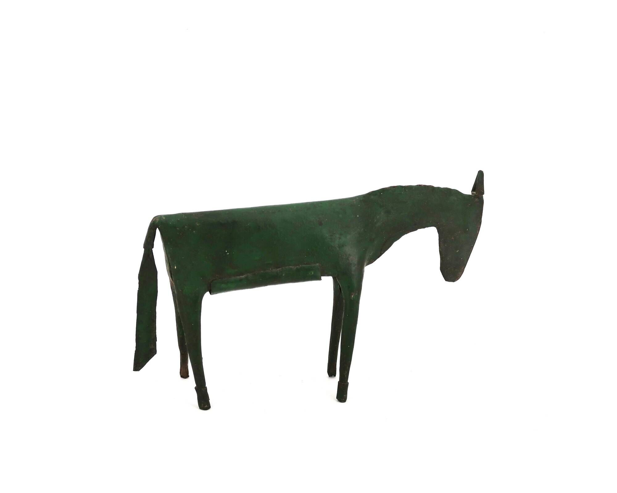 Sculpture of a dark green patinated metal horse, 1980s.