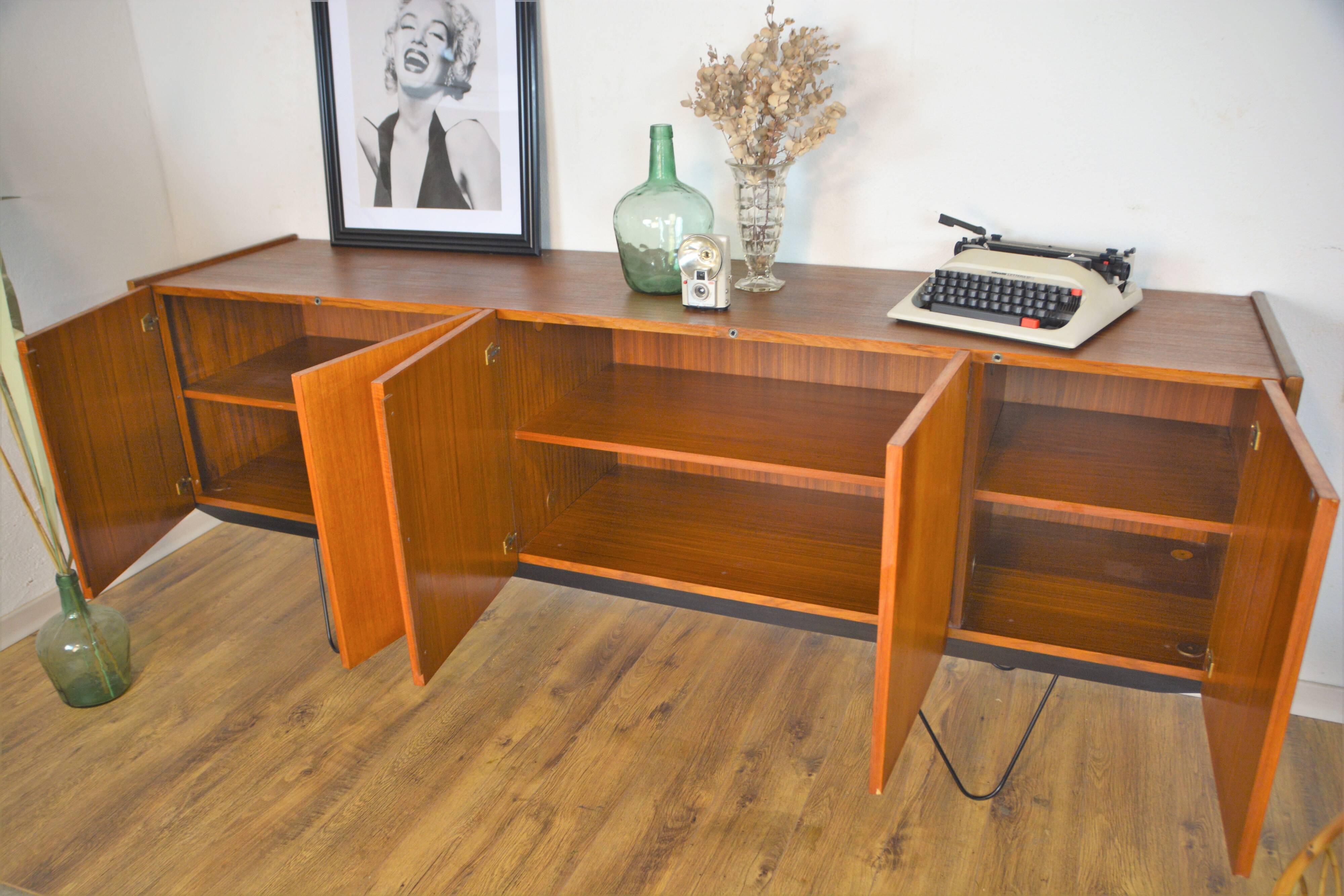 Scandinavian teak and metal sideboard