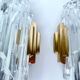 Pair of vintage wall lamps, glass and bronze gilded with fine gold