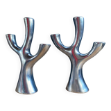 Silver tree shaped candle holders 3 branches