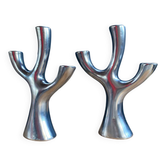 Silver tree shaped candle holders 3 branches