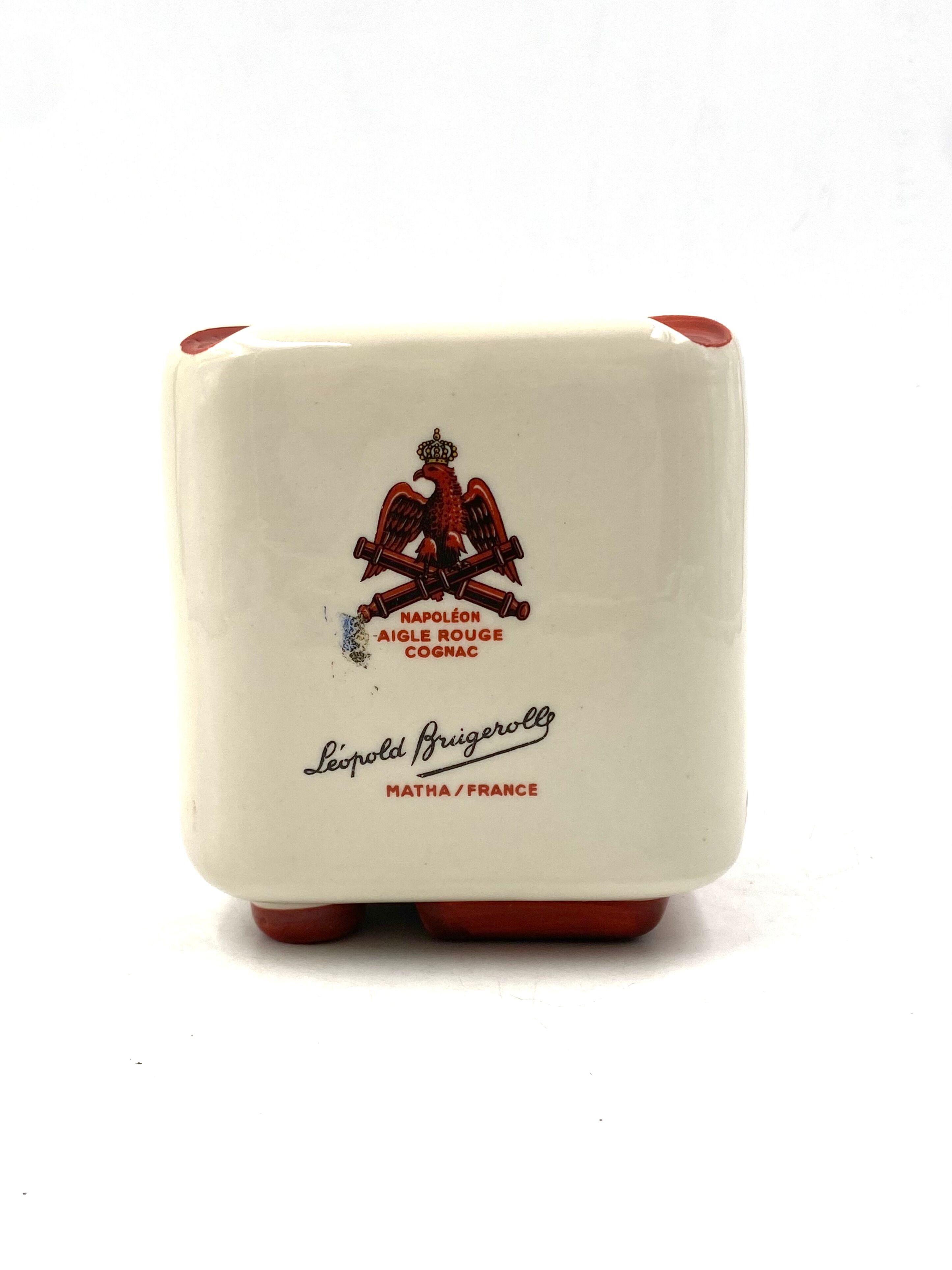 Brugerolle aigle rouge Napoleon cognac ceramic ashtray, france 1950s