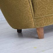 1960s, Danish 2-seater "Banana" sofa, furniture velour, beech wood.