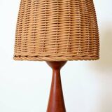 Teak lamp and woven lampshade